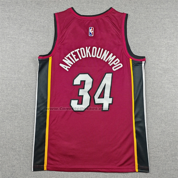 Maglia Miami Heat Giannis Antetokounmpo No 34 Statement Rosso